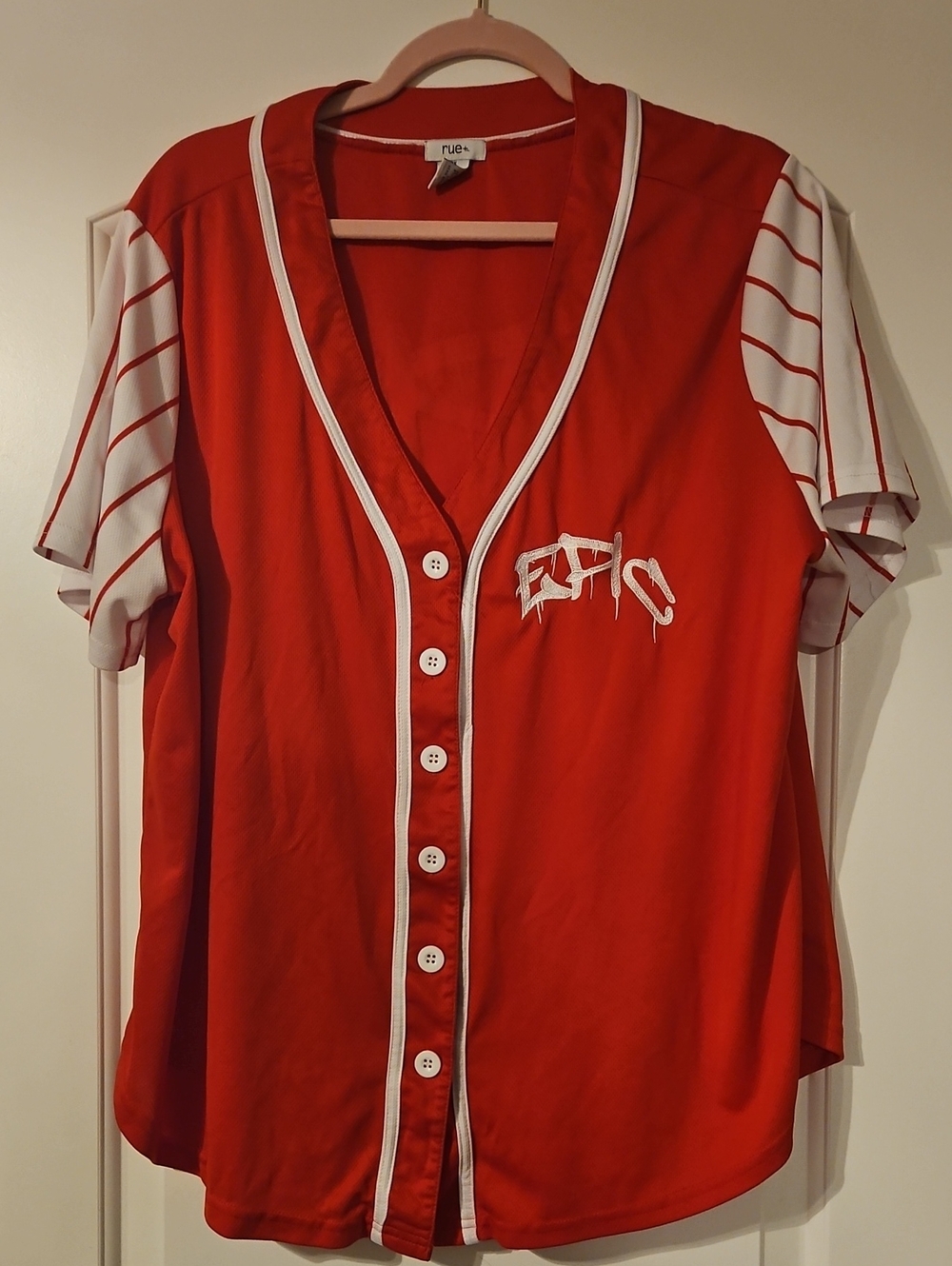 Rue21 Red Button-Front Baseball Jersey with White Trim
